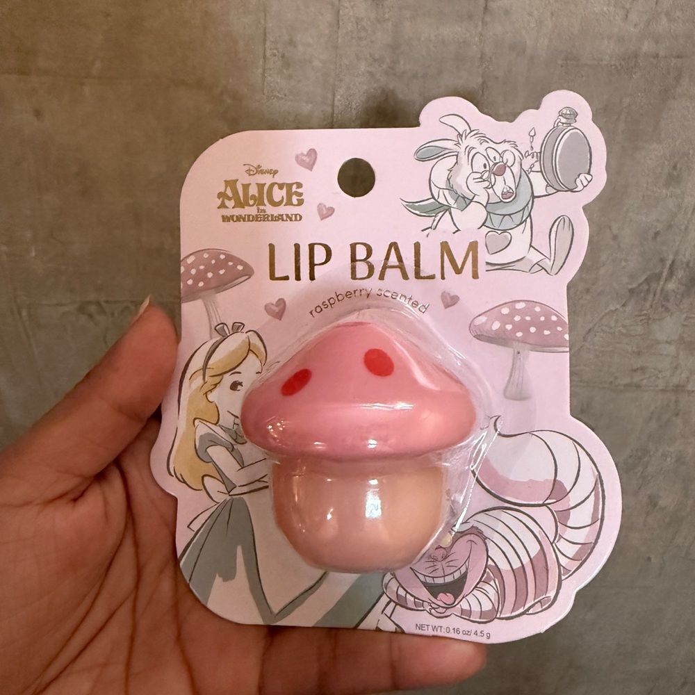 Tiktok viral Disney Alice Wonderland Raspberry Mushroom Lip Balm rare A9